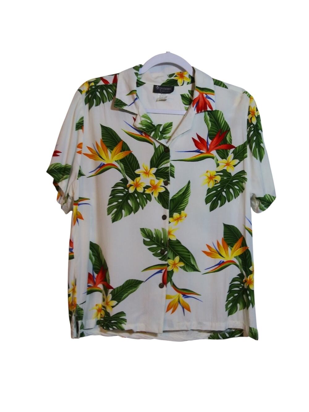 Puanani By RJC Women Birds of Paradise Camp Shirt Tropical Hawaiian Size M